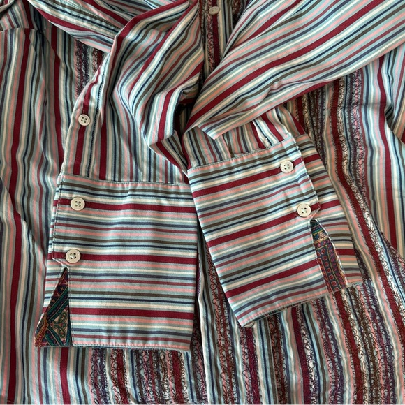 Robert Graham Mens Stripe Flip Cuff Long Sleeve Button Down Shirt Size S - Picture 8 of 9